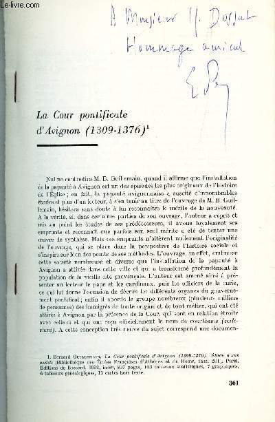 LA COUR PONTIFICALE D'AVIGNON (1309-1376) / EXTRAIT DU FASCICULE 472 - Oct-Dec 1964 / REVUE HISTORIQUE.