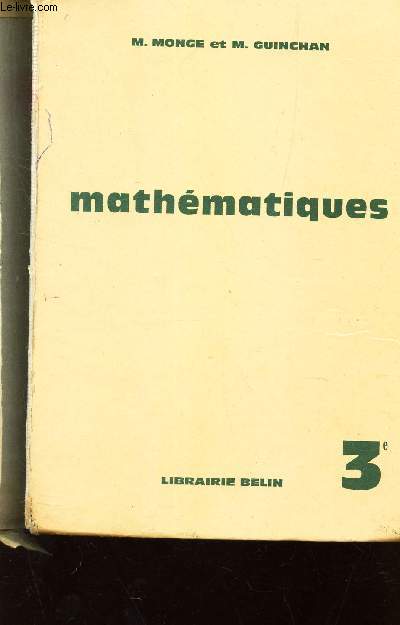 MATHEMATIQUES - 3e - PROGRAMME UNIFIE - ARRETE DU 26 OCTOBRE 1964.