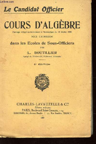 COURS D'ALGEBRE / COLLECTION 