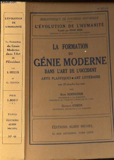 LA FORMATION DU GENIE MODERNE DANS L'ART DE L'OCCIDENT - Arts plasitques - Art litteraire /N48 de la collection 