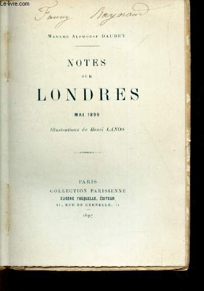 NOTES SUR LONDRES - MAI 1895 / COLLECTION PARISIENNE