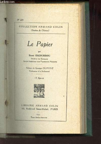 LE PAPIER / N229 DE LA COLLECITON ARMAND COLIN