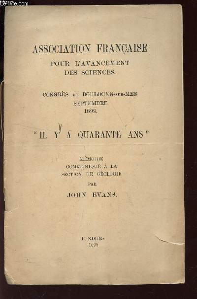 ASSOCATION FRANCAISE POUR L'AVANCEMENT DES SCIENCES - CONGRES DE BOULOGNE SUR MER - SEPTEMBRE 1899 - 