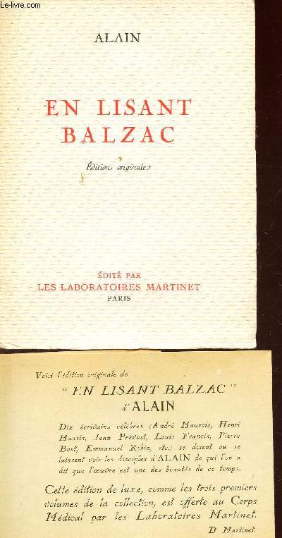 EN LISANT BALZAC - EDITION ORIGINALE