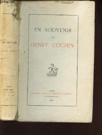EN SOUVENIR DE HENRY COCHIN