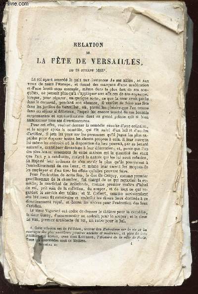 RELATION DE LA FETE DE VERSAILLES DU 18 JUILLET 1668. MONSIEUR DE POURCEAUGNAC : COMEDIE-BALLET EN TROIS ACTES.