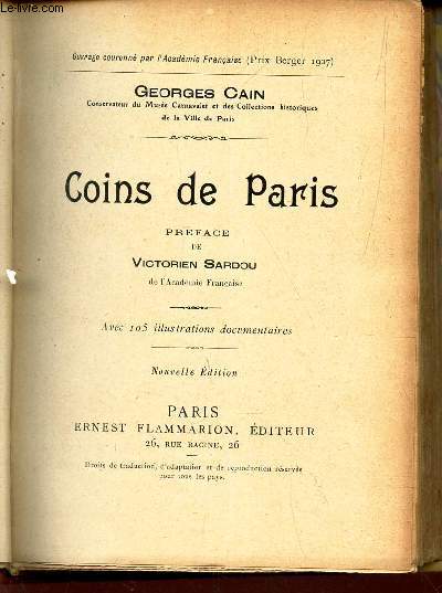 COINS DE PARIS / La cit - La rive droite - La rive gauche