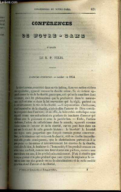 CONFERENCES DE NOTRE DAME- 4e conference - Careme de 1854.
