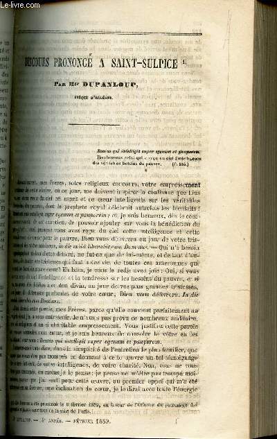 Discours prononc a Saint Sulpice / Sermon en faveur de l'oeuvre des petits ramoneurs / Dsicours prononc a Saint sulpice le 19 fevrier 1859 en faveur de l'orphelinat de cette paroisse.