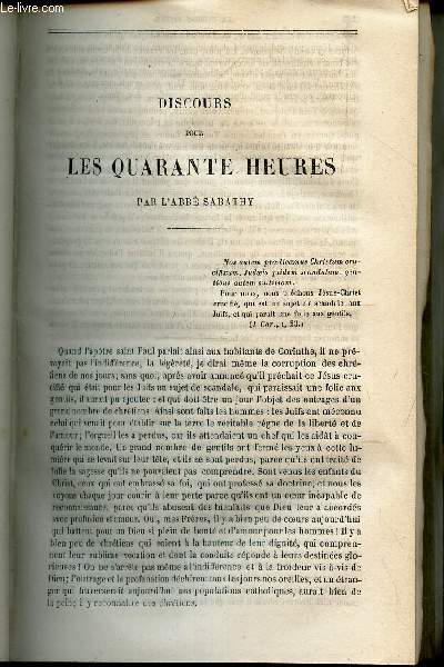 DISCOURS SUR LES QUATRE HEURES / ALLOCUTION a l'association des artistes musiciens de France prononce le 22 novembre 1861 Fete De Sainte Cecile.