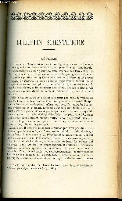 BULLETIN SCIENTIFIQUE : Gologie ( suivre) / Sommairesz des publications nouvelles : Ceulemans - Crets - Dr A Kisfaludy - Santi - Bouvy - Vigouroux.