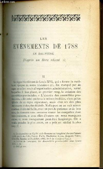 LES EVENEMENTS DE 1788 en Dauphn d'apres un livre recent (chap II et III) ( suivre)