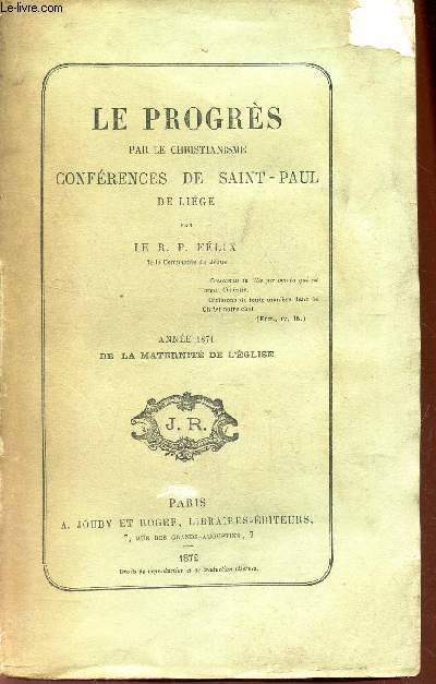 ANNEE 1871 : DE LA MATERNITE DE L'EGLISE / COLLECTION 