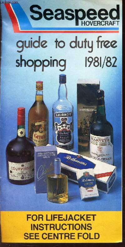 PLAQUETTE : SEEASPEED hovercraft - GUIDE TO DUTY FREE SHOPPING - 1981-82.