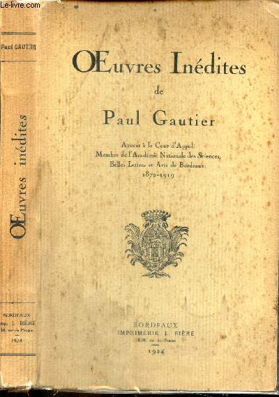 OEUVRES INEDITES DE PAUL GAUTIER