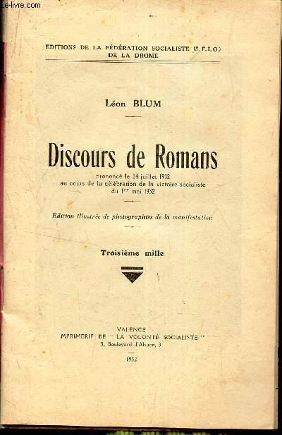 DISCOURS DE ROMANS - prononv le 24 juillet 132.