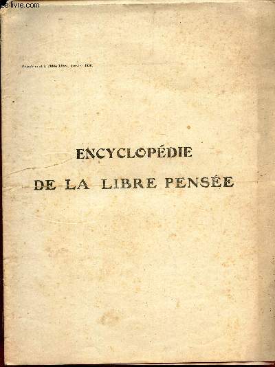 ENCYCLOPEDIE DE LA LIBRE PENSEE - SUPPLEMENT A L'IDEE LIBRE, JANVIER 1936.