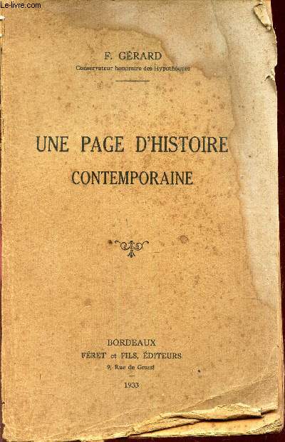 UNE PAGE D'HISTOIRE CONTEMPORAINE