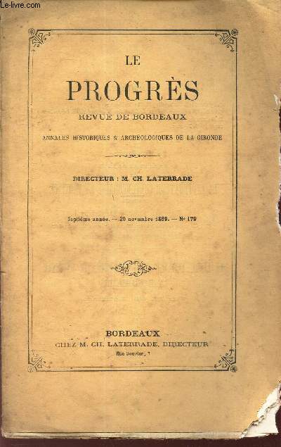 LE PROGRES - N179- 7e annee - 20 nov 1869 / George Sand et la Philosophie etc...