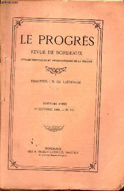 LE PROGRES - N115 - 1er oct 1866 / L'etude des Sciences naturelles et M DURUY etc...