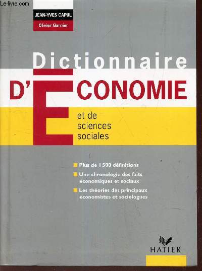 DICTIONNAIRE D'ECONOMIE ET DE SCIENCES SOCIALES.