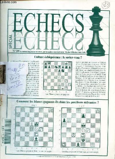 Q.I. SPECIAL ECHECS - LOTS DU N299 au 288/ ANNEE 1986