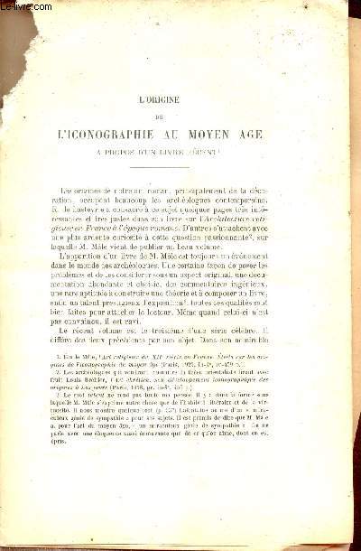 Tir  part : L'origine de l'iconographie au moyen ge  propos d'un livre rcent - Extrait de la bibliothque de l'Ecole des chartes tome LXXXV 1924.