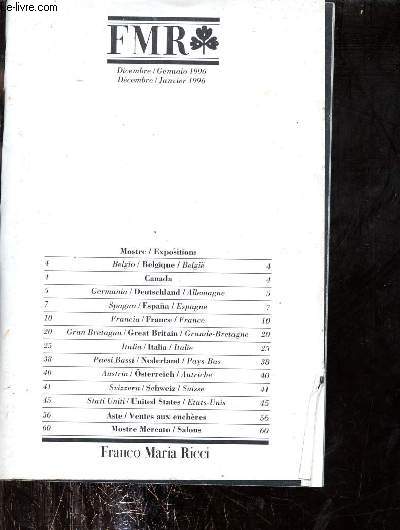 Catalogue Franco Maria Ricci dcembre janvier 1996.