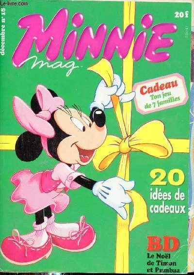 Minnie mag n18 dcembre 1996 - Journal intime mode d'emploi - les conseils de Minnie - sales les crtes apritif - Minnie perdue dans l'espace - le sapin de nol de ton animal - 10 ides de cadeaux - quiz as tu l'esprit de famille ? etc.