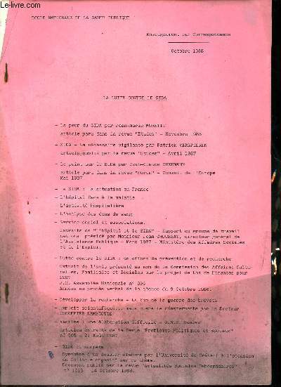 Ecole nationale de la sant publique - Enseignement par correspondance octobre 1988 - La lutte contre le sida.