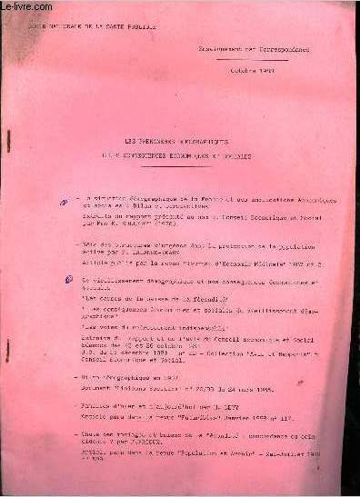 Ecole nationale de la sant publique - Enseignement par correspondance octobre 1988 - Les phnomnes dmographiques leurs consquences conomiques et sociales.