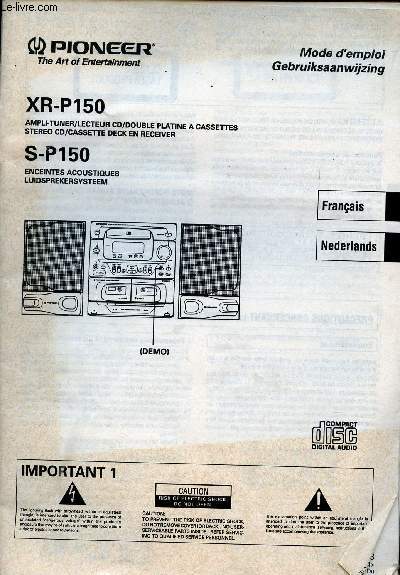 Mode d'emploi XR-P150 et S-P150 - Pioneer the art of entertainment.