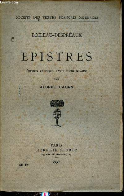 Epistres - Collection socit des textes franais modernes.