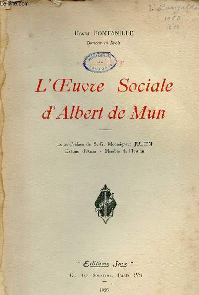 L'oeuvre sociale d'Albert de Mun.