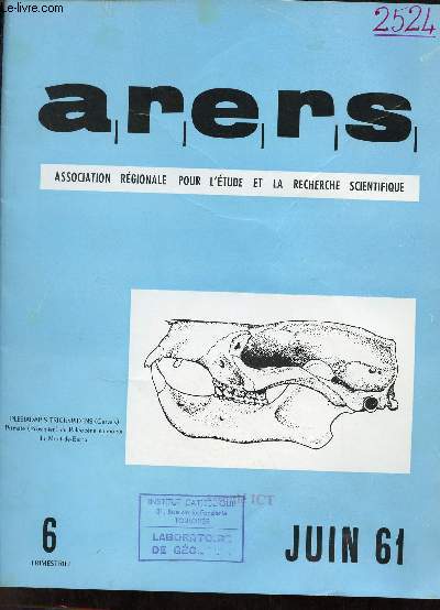 Les mammiferes paleocenes du Mont-de-Berru - Extrait de l'Arers n6 juin 1961.