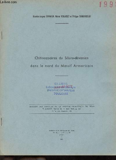 Chitinozoaires du Siluro-dvonien dans le nord du Massif Armoricain - Extrait des annales de la socit gologique du Nord t.LXXXV sance du 16 juin 1965.