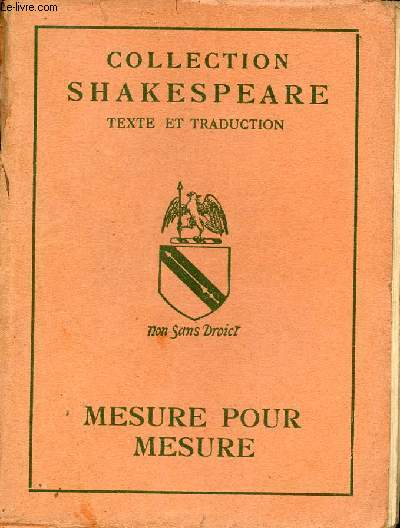 Mesure pour mesure - Collection Shakespeare.