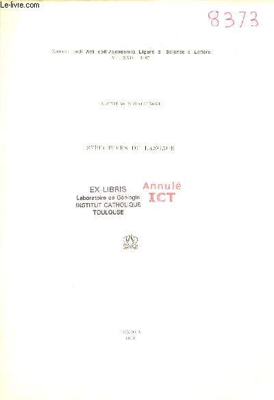 Structures du langage - Estratto dagli atti dell'academia ligure di scienze e lettere vol.XXII 1965.