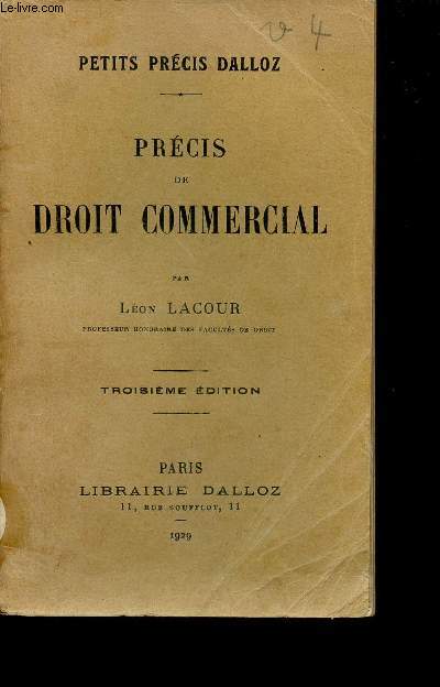 Prcis de droit commercial - 3e dition - Collection petits prcis Dalloz.