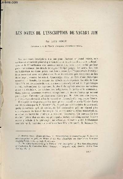 Les dates de l'inscription de Nagara Jum - Extrait du Bulletin de l'Ecole Franaise d'Extrme-Orient 1916.