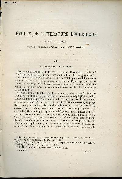 Etudes de littrature bouddhique - La destruction de Roruka - Extrait du Bulletin de l'Ecole Franaise d'Extrme-Orient 1906.