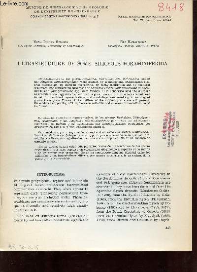 Ultrastructure of some siliceous foraminiferida - Extrait Revista Espanola de Micropaleontologie vol.VI num.3