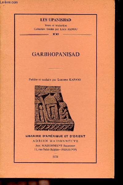 Garbhopanisad - Collection Les Upanishad XXI.