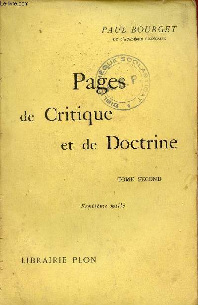Pages de Critique et de Doctrine - Tome 2.