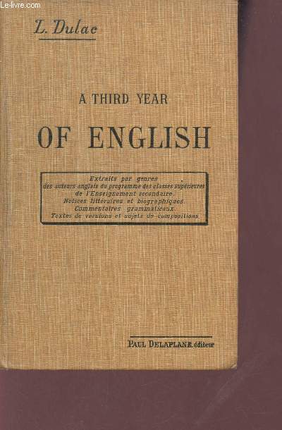 A third year of english - Troisme priode d'anglais.