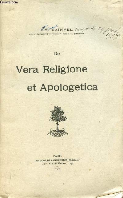 De Vera Religione et Apologetica.