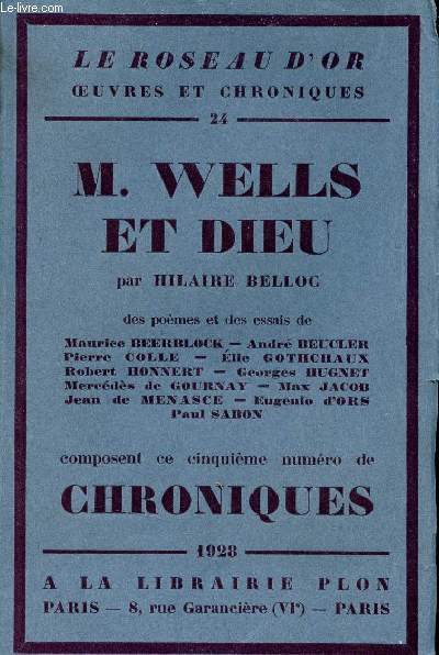 Cinquime numro de chroniques - Collection le Roseau d'or oeuvres et chroniques n24.