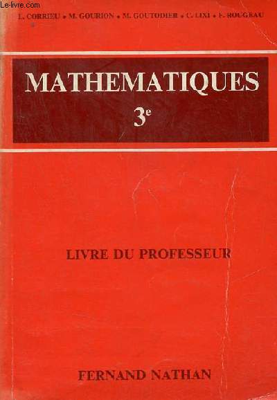 Mathmatiques 3e livre du professeur.