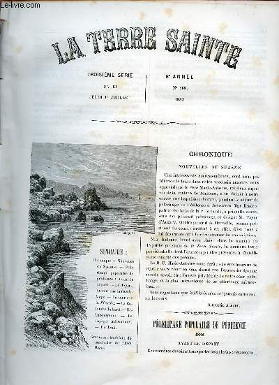 La Terre Sainte n13 3e srie 8e anne n168 jeudi 1er juillet 1882 - Chronique nouvelles du spasme - plerinage populaire de pnitence 1882 avant le dpart, le dpart, en mer sur la Guadeloupe, en mer sur la Picardie - la colombe du bord etc.