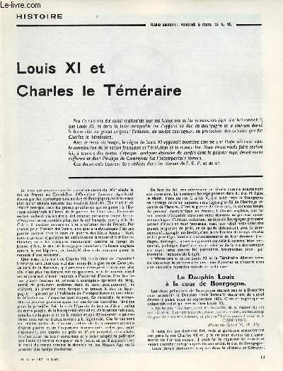 Louis XI et Charles le Tmraire - Histoire documents pour la classe n167 11-2-65.